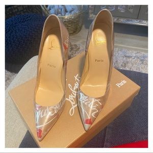 CHRISTIAN LOUBOUTIN PVC Loubi Print So Kate 120 Pumps. SZ EU 40
